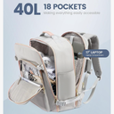 LOVEVOOK Travel Backpack for Women & Men 40L,Airline Approved Carry On Backpack Travel Essentials,TSA Carry on Luggage,Waterproof Personal Item Travel Bag,Suitcase with 3 Packing Cubes,Light gray-Pink (Large-40L-4Pcs)