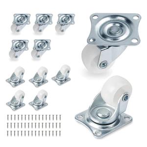 Low Profile Plastics Casters Wheels (12, 1" White)