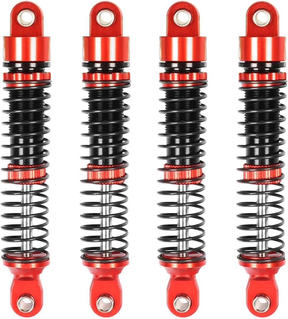 4PCS Aluminum Threaded Shock Absorber Oil Damper for 1/12 Mini Crawler 1/18 RC Crawler Car TRX4M TRX4MT Upgrade Parts (Red, 59mm)
