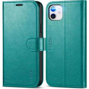 TUCCH Case Wallet for iPhone 11, Kickstand RFID Blocking Credit Card Holder [TPU Shockproof Interior Shell], PU Leather Magnetic Closure Folio Flip Cover Compatible with iPhone 11 6.1 inch 2019, Cyan