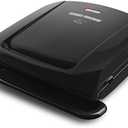 George Foreman 4-Serving Removable Plate Electric Grill and Panini Press, George Tough Non-Stick Coating, Drip Tray Catches Grease, Black