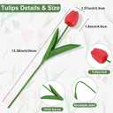 Bassion 30 Pcs Red Fake Tulips Artificial Flowers for Decoration, Real Touch PU Faux Tulips Flowers Arrangement Artificial Plants Indoor for Home Decor Wedding Mother's Day Spring Easter Decorations