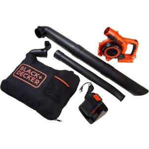 BLACK+DECKER Leaf Blower Cordless Leaf Vacuum and Mulcher Combo Kit, Battery and Charger Included, 40V 120 mph Air Speed, 6-Speed Dial, Built-in Scraper with Collection Bag (LSWV36)