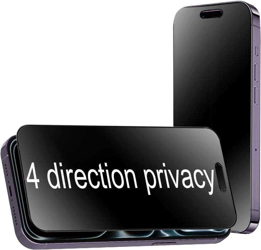 2 Pack 360 Degree Matte Privacy Screen Protector for iPhone 17 Pro 6.3 inch Anti-Spy 4 Directions Tempered Glass Anti-Glare Film