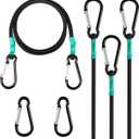 Black Bungee Cords with Hooks 36 inch Heavy Duty, 4-Piece Carabiners Style, 5/16 inch Diameter