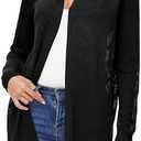 Women's Lightweight Summer Crochet Open Front Long Shawl Cardigan Hollow-Out Sweater, Size: M