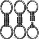 FEGVE Titanium Quick Release Keychain, Small Detachable Swivel Keychain Accessories with 4 Key Rings for Bag, Belt & Car-(Anti-fall/Black-3pcs)