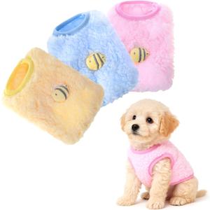3 Pcs Kitten Clothes, Yorkie, Chihuahua Puppy Clothes, Colorful Teacup Dog Cat Vest with Bee Pattern, Soft Small Dog Sweater, Cute Puppy Jumper for Mini Newborn Dogs,Cat (XX-Small)
