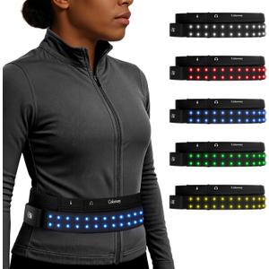 Colorway LED Running Belt - Reflective Running Gear with Removable Light Strip, 5 Bright Colors, USB Rechargeable, Adjustable Waist Pack, High Visibility, Night Safety Belts for Men and Women (Regular (30+in))