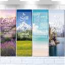 Hosuly 4 Pcs Church Banners with Scripture Church Sanctuary Wall Worship Bible Verses Exquisite Banner Scenic Pattern Welcome Inspirational Religious Praise Hanging Signs (Multicolor)