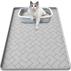 Silicone Cat Litter Mat for litter box 24" X 15"-Easy to Clean Cat Litter Trapping Mat, Waterproof, urine-proof and non-slip to keep the floor clean and tidy Gray