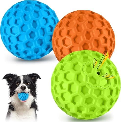 havit Indestructible Squeaky Dog Balls for Aggressive Chewers, Interactive Dog Toys to Keep Them Busy, Rubber Dog Chew Toy for Large Medium Breeds, Outdoor Waterproof (Only 2Colors)