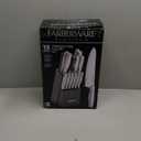 Farberware 15-Piece Stamped Stainless Steel Knife Block Set, High-Carbon Stainless Steel Kitchen Knife Set with Ergonomic Handles, Razor-Sharp Knives with Wood Block, 15-Piece, Black 2