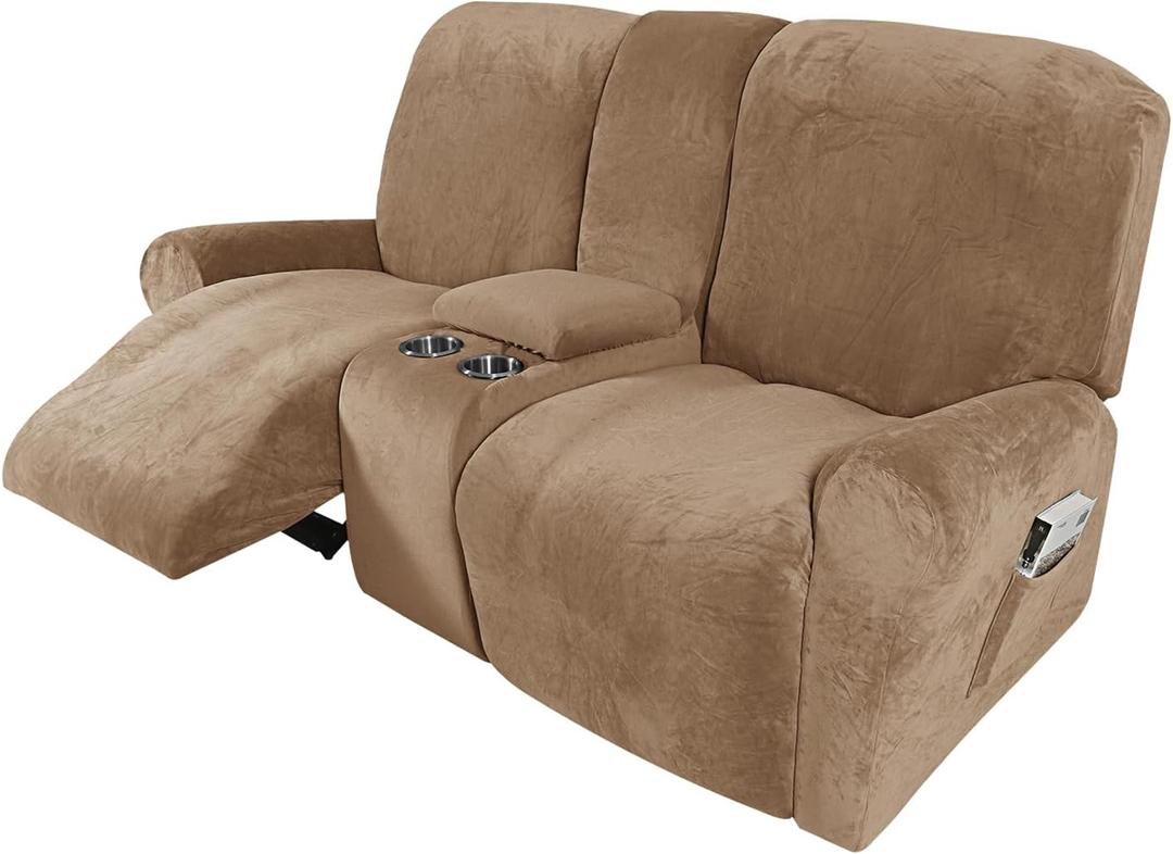 Recliner Sofa Covers, Stretch Reclining Couch Covers, Recliner Sofa Slipcovers Stripe Jacquard Recliner Couch Cover Furniture Protector Covers for Pet Kid