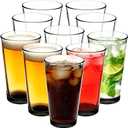 Beer Pint Glasses 16 oz – Set of 10, Heavy Duty Clear Glass Tumblers for Cold Beverages, Thick Walls & Stackable Base, Classic Highball Drinking Glasses for Home, Kitchen, Bar or Restaurant, Large