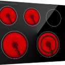 30 Inch Electric Cooktop, 5 Burners Built-in Cooktop, 7300W Knob Control Electric Stove Top with 11 Power Levels, Safety Lock, Dual Ring, Heat Retention Function, Hot Surface Indicator
