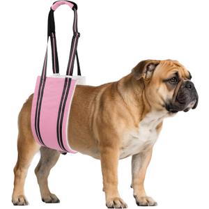 AIITLE Adjustable Dog Slings for Small Dogs - Hind Leg & Hip Support Harness, Plush Rehab Lift Aid with Reflective Straps, Assist Elderly/Injured/Post-Surgery Dogs with Mobility Issues (Pink, S)