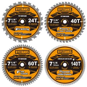 7-1/4 Inch Circular Saw Blade, 5/8 Arbor,24T for Framing&40T for Ripping and Cross Wood Cutting &60T for Fine Finish&140T for Plywood/OSB/Plastic, 4-Pack