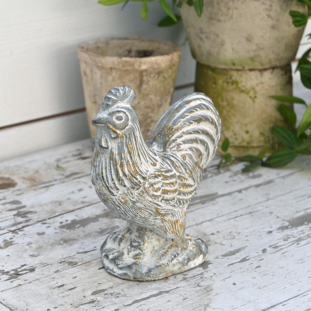 Rooster Statue Chicken Figurine Cement Rooster Figurine Figurines Artwork for Outdoor, Backyard, Patio and Home Kitchen Decoration (Light Blue)
