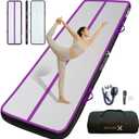 Inflatable Air Gymnastics Mat Training mat Thick tumbling mat with Electric Pump for Home/Gym/Outdoor (6.6ft x 3.3ft x 4in, Purple/Black)