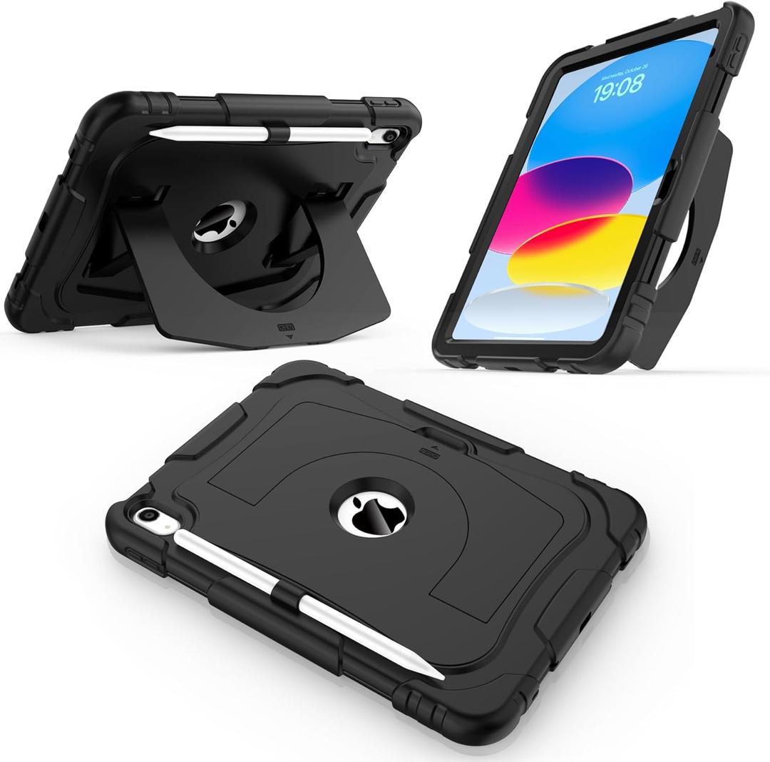 CCMAO Kids Case for New iPad (A16) 11 Inch 2025, iPad 10th Gen 10.9 Inch 2022, with Portable Handle Kickstand and Pencil Holder, Heavy Duty Shockproof Rugged Protective Case for iPad 11/10 Gen, Black CCMAO Kids Case for New iPad (A16) 11 Inch 2025, iPad 10th Gen 10.9 Inch 2022, with Portable Handle Kickstand and Pencil Holder, Heavy Duty Shockproof Rugged Protective Case for iPad 11/10 Gen, Black