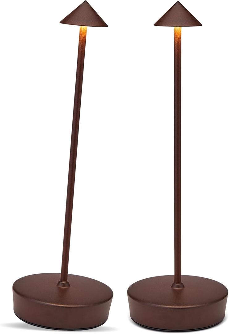 Cordless Led Table Desk Lamp 2 Pack, 7000mAh Battery Outdoor Table Light Waterproof for Restaurant Patio Camping Home Decor, USB-A Output, Brightness Memory, Dimmable