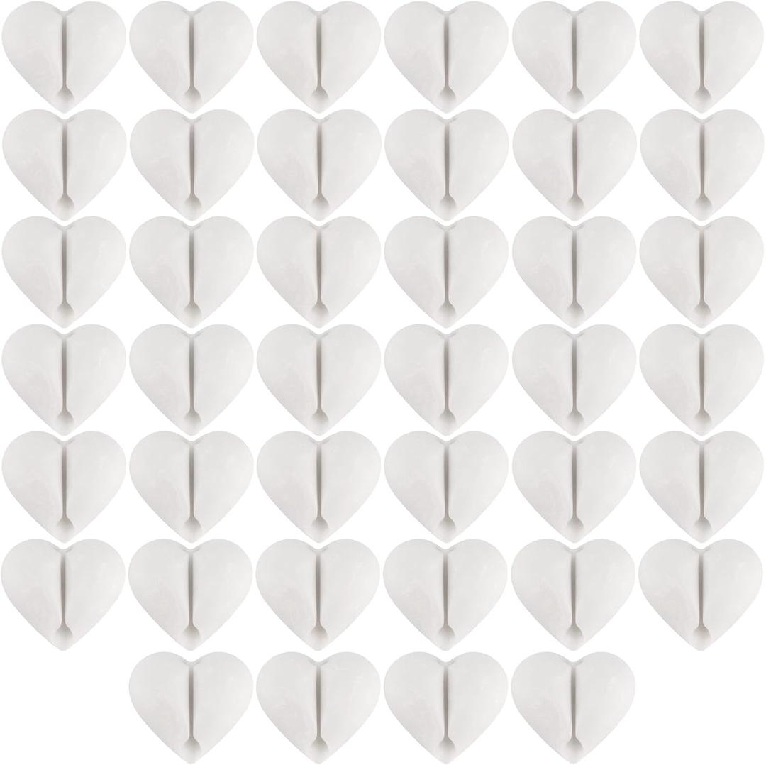 40 Pack Adhesive Cable Management Clips, Cord Organizer Charger Cable Holder for Desk, Home, Office, Car, Cubicle, Nightstand, White