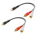 VCELINK RCA Splitter 1 Female to 2 Male (8 Inch), Stereo Audio Y Cable, Gold Plated Dual RCA Male Adapter for Car Audio, Subwoofer, TV, CD Player, Home Theater and so on, 2 Pack
