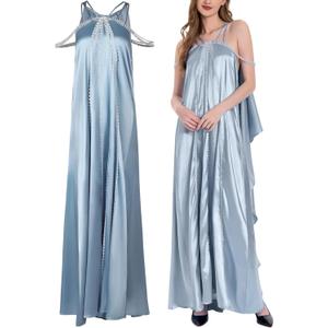 Princess Costume Dress Women Outfits Queen Knight Nightdress Adult Cosplay Costumes (XX-Large, Blue)