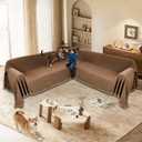 HYZOTEX Waterproof Sectional Couch Covers Sectional Sofa Cover L Shaped Corner Sofa Slipcovers Blanket for Dogs Pets Washable Jacquard Quilted L Shape Furniture Protector (75x276 in, Light Brown)