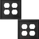 Double Duplex Outlet Light Switch Cover Luca Metal Wall Plate, 2-Pack Aged Bronze 2 Gang, for Receptacle Light Switch, Switch Cover Decorative Wallplate, Durable