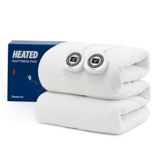 Bedsure Heated Mattress Pad Queen  Bed Warmer with Memory & Preheat Function, 12Hour Auto Off & 10 Heat Settings, Dual Controllers, Fast Heating, Coral Fleece Electric Mattress Pad Queen, 60"x80"