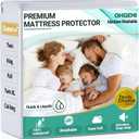 OhGeni 100% Waterproof Mattress Protector, Queen Size, Fitted Sheet with Deep Pockets, 6''-18'', Premium Noiseless Breathable Soft Material, Mattresses Cover for Bed (White)