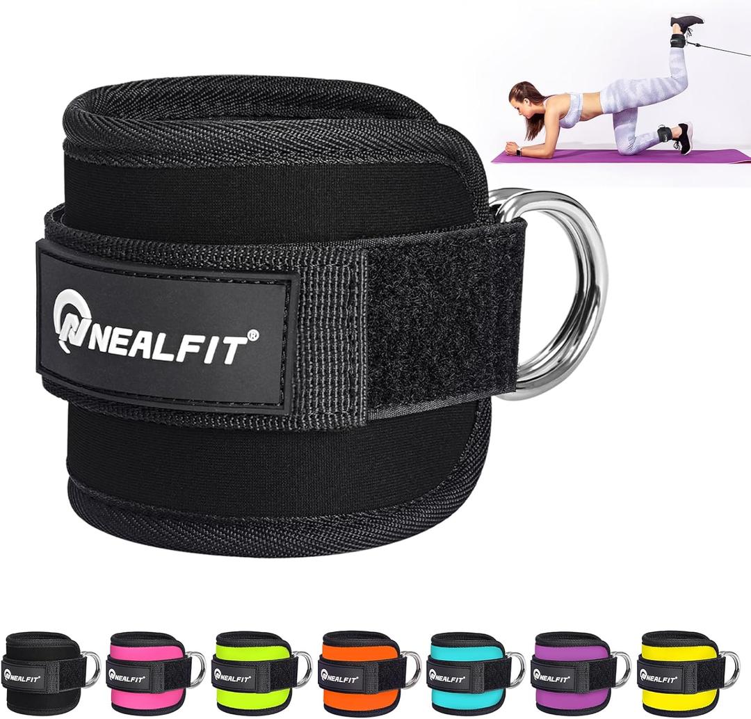 Ankle Strap for Cable Machine, Gym Ankle Cuff for Kickbacks, Leg Extensions, Glute Workouts, Booty Hip Abductors Exercise for Women and Men (Single, Black)