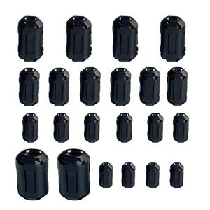 Ferrite Ring Core Cable Clips Set, 22 Pieces, EMI RFI Noise Suppressor, 5 Sizes 3.5-13mm, Black