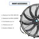 16" Slim Fan Push Pull Electric Radiator Cooling Fan Universal High Performance 12V 120W Motor with Fan Mounting Kit-Black (2 Pack)