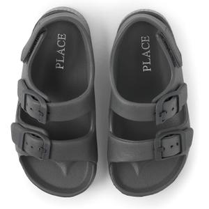The Children's Place Baby Boys and Toddler Everyday Double Buckle Slide Sandals with Backstrap (Grey)