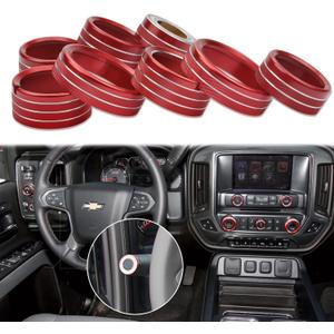 Radio Fan Climate Auto Menu Knob Control Button Trim Center Console Knob Cover Decor Fit for 2014-2018 Chevy Silverado & GMC Sierra Accessories 8pcs(Red)