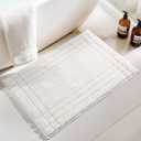 White Bathroom Rugs, Small Bath Mats for Bathroom Non-Slip, Soft Plush Shaggy Washable Bath Rug for Tub and Shower, 18x24