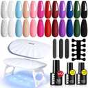 MEFA 19 Pcs Gel Nail Polish Kit with U V Light, 12 Colors All Seasons Soak Off Gel Polish Nail Set with Base Top Coat Essential Manicure Tools Beginners Salon Nails Art DIY