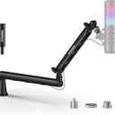 Microphone Arm,Aokeo AK-55 Desk Low Profile Adjustable Mic Boom Arm Stand,Suitable For Blue Yeti,Snowball iCE, HyperX QuadCast,SoloCast,Elgato Wave,Etc (Black)