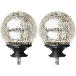 KAMANINA Black Crackle Glass Replacement Finials for 1 Inch Curtain Rods,M6 Standard Screw Curtain Rod Finials, 2 Pack