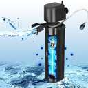 Aquarium Filter for 40-150 Gallon Tank, U-V Fish Tank Green Clean Machine Submersible Powerful Pump Canister Filter 400GPH for Pond Turtle Tank Saltwater Freshwater Crystal Clear Green Killing (Black)