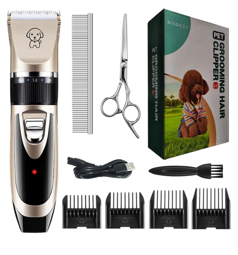 Dog Clippers Cordless Razors for Dogs Dog Hair Trimmers Pet Grooming Trimmers Electric cat Scissors for All Pets (Gold)