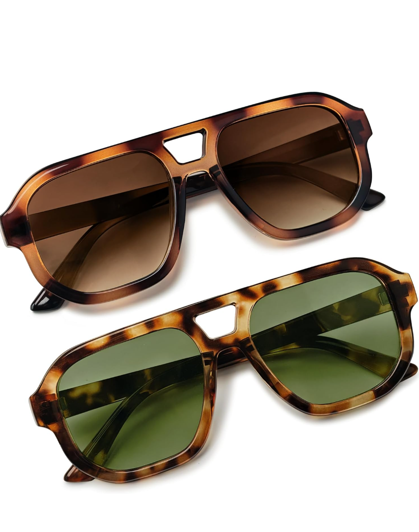 livho Trendy Polarized Square Aviator Sunglasses Women Men Square Eyewear Frame, Retro Sun Glasses for Women Men 2025 Shades