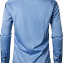 Men's Stretch Wrinkle Free Dress Shirts Formal Wedding Prom Long Sleeve Button Down Shirt (Blue, S)