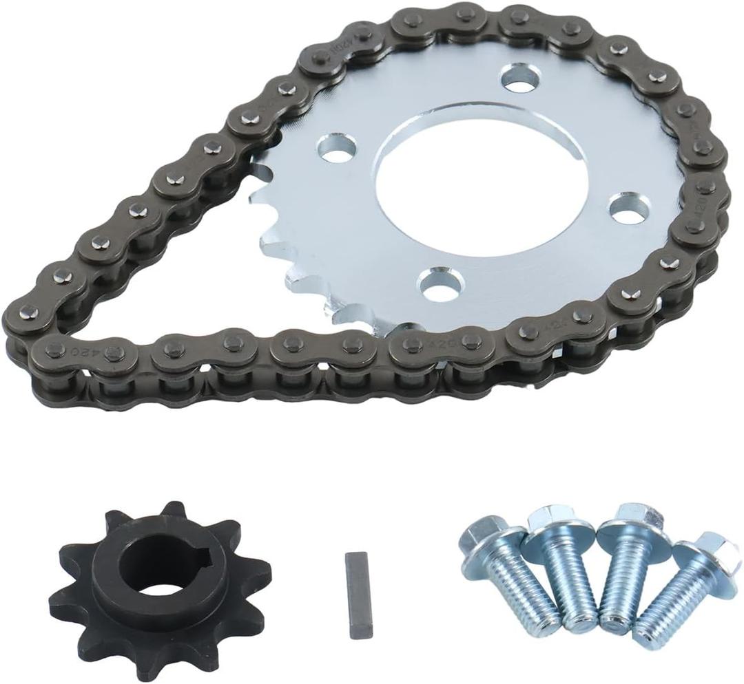 420 Chain Sprocket Kit 25T Rear & 10T Front w/ 32 Links Compatible with Coleman KT196 CK196 Go Kart, Fits Predator 196cc 212cc 6.5HP Engine, 5/8" Bore Jackshaft Sprocket