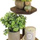 Tikea Hexagonal Wood Riser for Display, 2-Tier Rustic Wood Farmhouse Riser for Kitchen Bathroom Counter Decor, Decorative Tray for Soap Dispenser, Decorations and Plant (Brown)