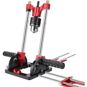 Portable Drill Guide, Multi Angle Drill Guide for Straight Holes, Precision Drill Guide for 1/16" - 1/2", Self-Centering Pins, Power Drills w/Chuck & Key, Adjustable Angle from 0 to 60