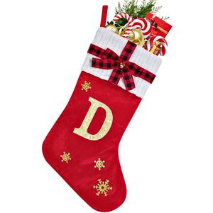 HYTENSUN Letter Christmas Stockings 15.6 Inches Monogram Red Velvet with Bell Xmas Stockings Classic Personalized Stocking Decorations for Family Holiday Season Decor (Sod023rdd)